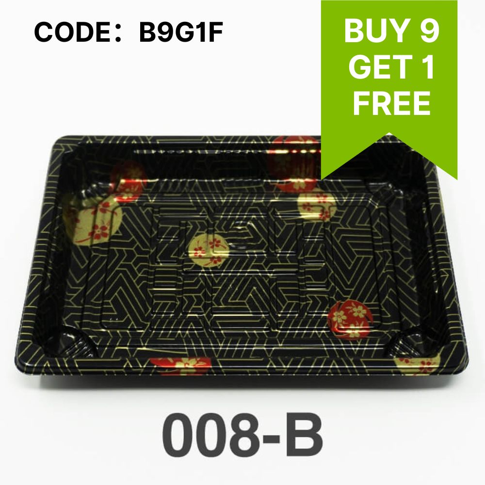 TZ Black 6 1/2" X 4 1/2" X 3/4" Plastic Rectangular Sushi Tray Container with Lid - 1500/Case