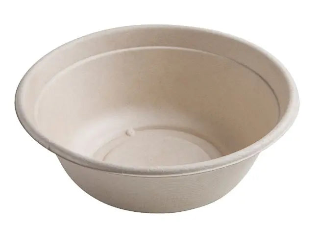 Bagasse 32oz Round Bowl with PET Dome Lid 400 sets - restaurant bowl wholesale