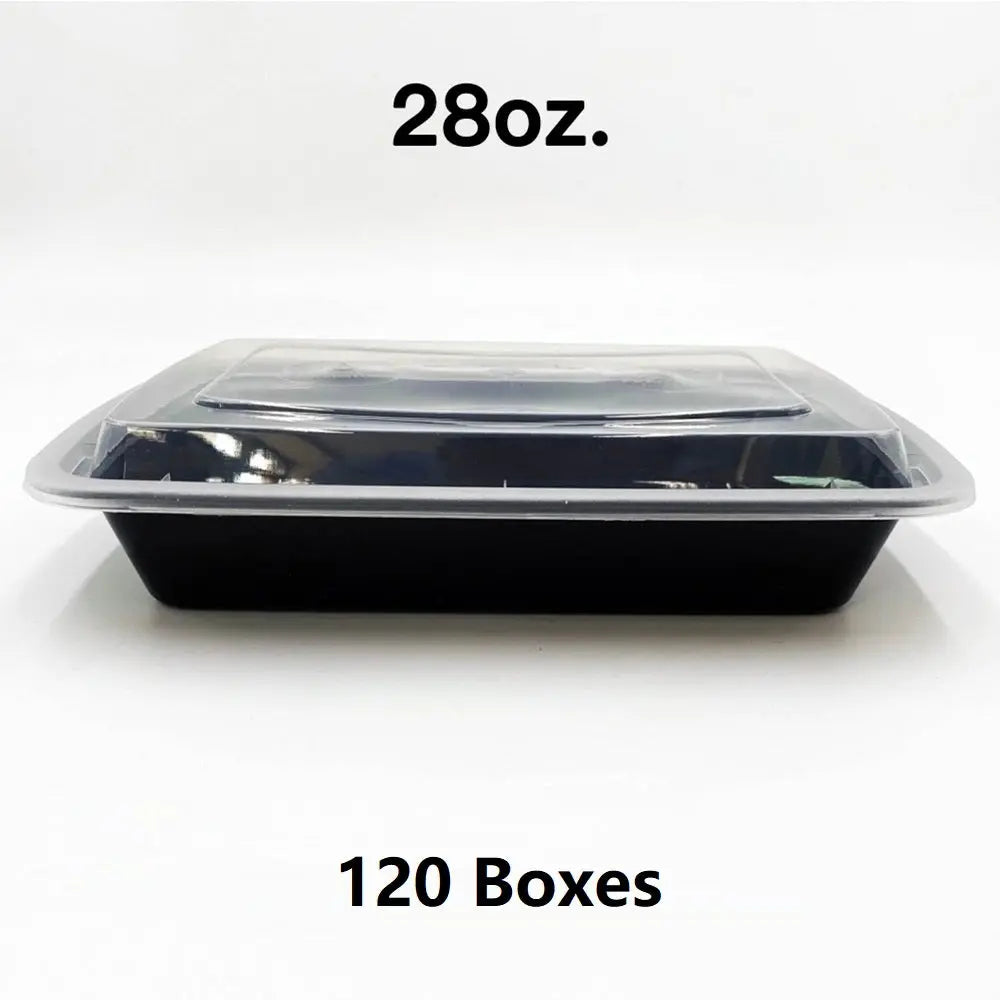 Bulk 120 Cases 28 oz Rectangular Black Plastic Con - food container disposable