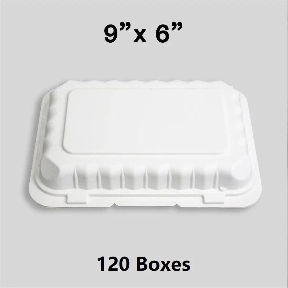 Bulk 120 Cases PP206 Rectangular White Plastic Hin - food container disposable