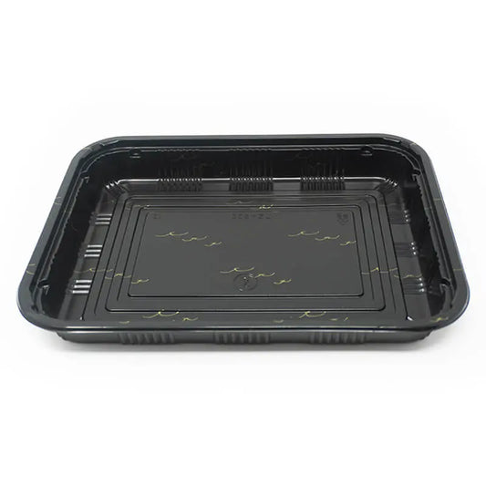 TZ 830 Rectangular Black Plastic Lunch Box Set 10 1/2" X 7 7/8" X 1 3/8" - 200/Case TZ