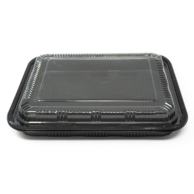 830 Rectangular Black Plastic Lunch Box Set 10 1/2" X 7 7/8" X 1 3/8" - 200/Case