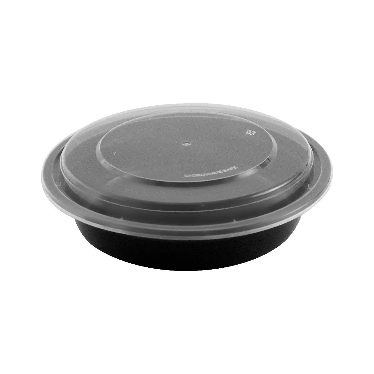 24 oz. Round Black Plastic Container Set (723) - 150/Case HT