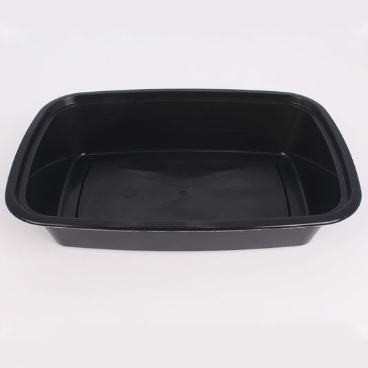 HT 24 oz. Rectangular Black Plastic Container Set (7038) - 150/Case