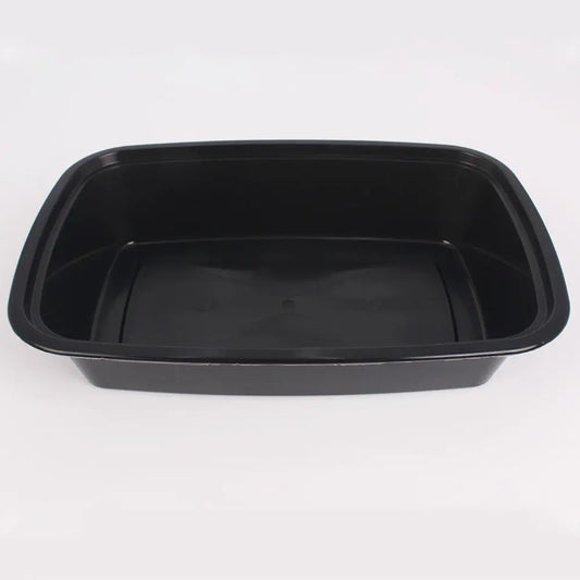 HT 24 oz. Rectangular Black Plastic Container Set (7038) - 150/Case HT