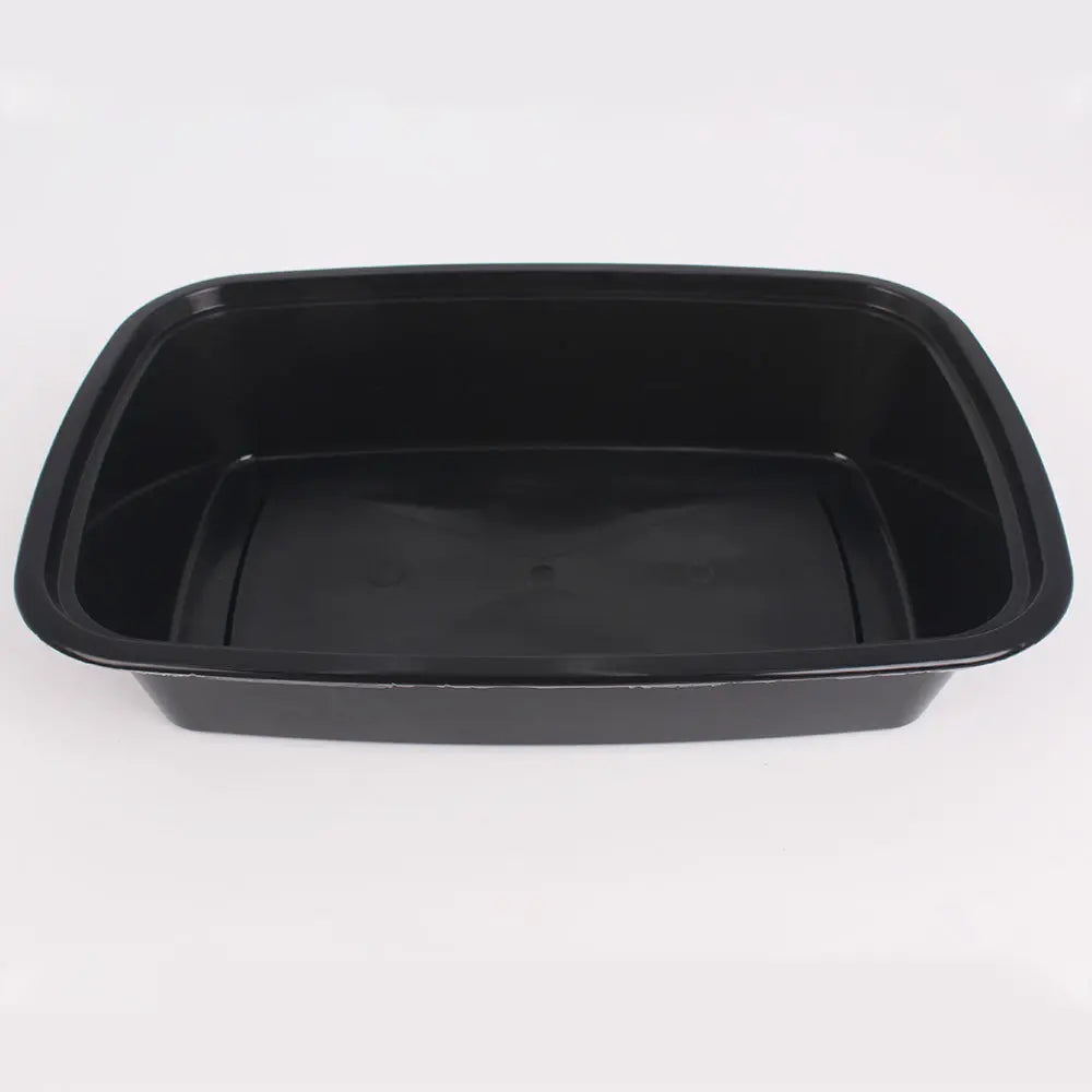 HT 24 oz. Rectangular Black Plastic Container Set (7038) - 150/Case HT