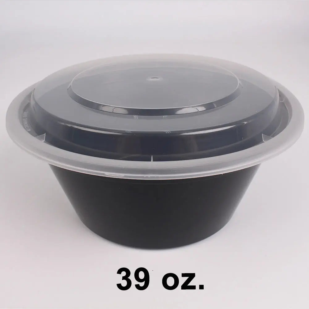 HT 39 oz Round Black Plastic Bowl Set 7039 150 Cas - restaurant bowl wholesale