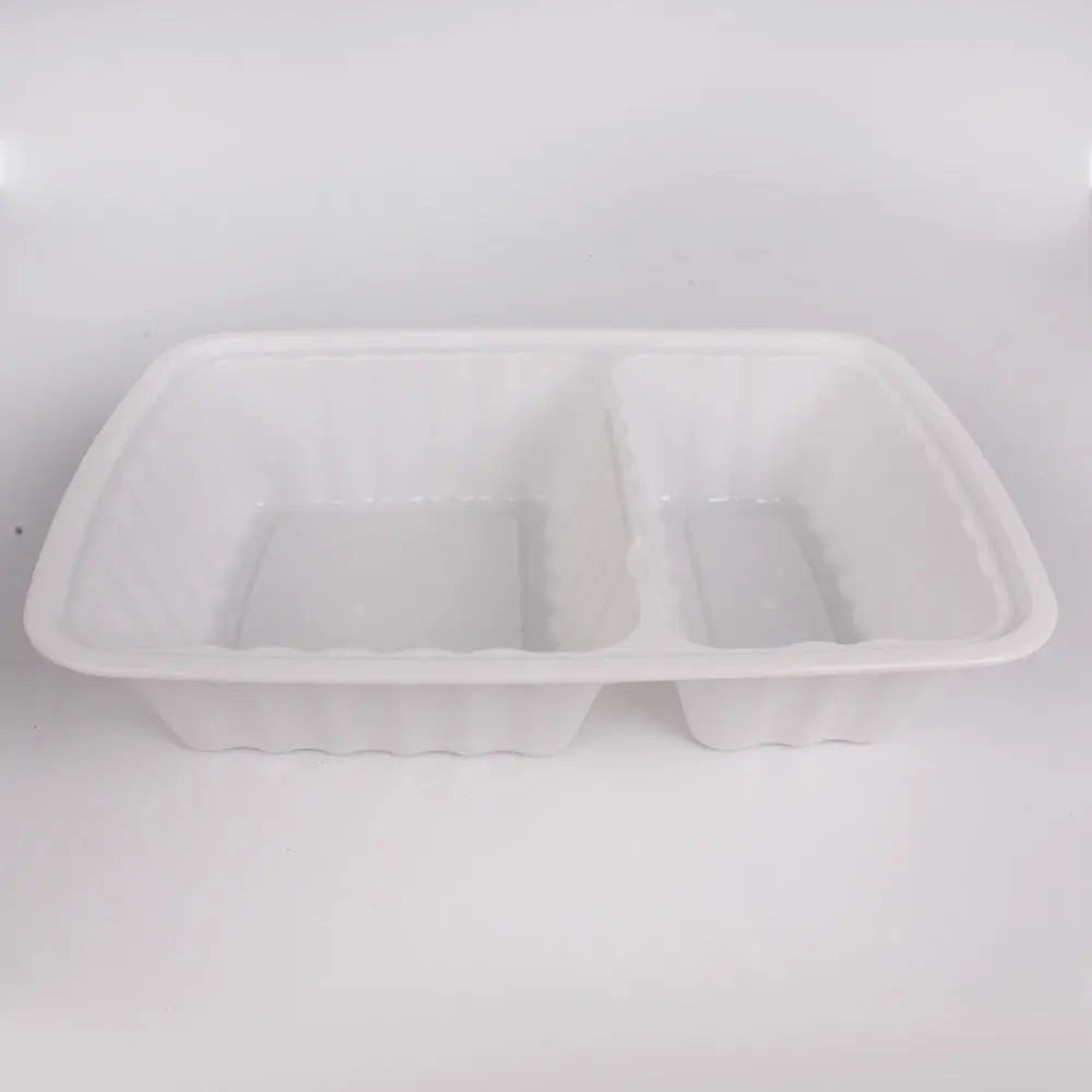30 oz. Rectangular White Plastic 2 Comp. Container Set (8288) - 150/Case HT