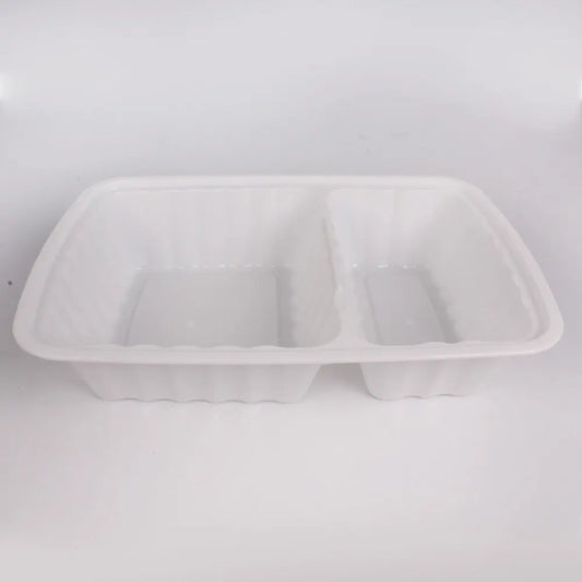 30 oz. Rectangular White Plastic 2 Comp. Container Set (8288) - 150/Case HT