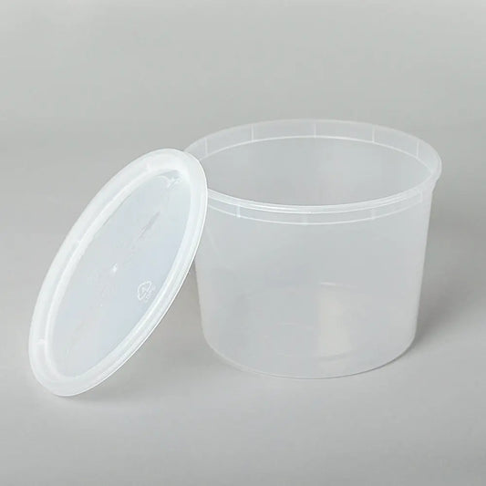 HT 64 oz. Round Clear Plastic Soup Container Set - 120/Case HT