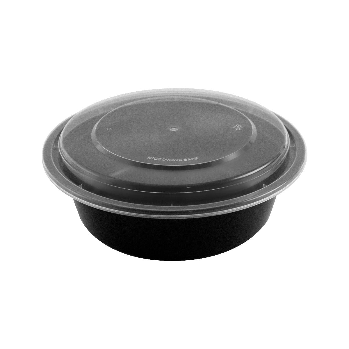 Round Black Plastic Container Set 32 oz. (729) - 150/Case