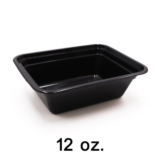 12 oz.Rectangular Black Plastic Container Set (818) - 150/Case