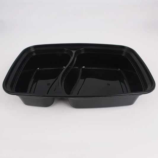 30 oz. Rectangular Black Plastic 2 Comp. Container Set (8288) - 150/Case HT