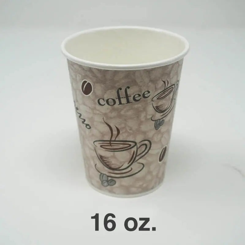 Printed White Paper Coffee Cup 16 oz 1000 Case - disposable cup restaurant