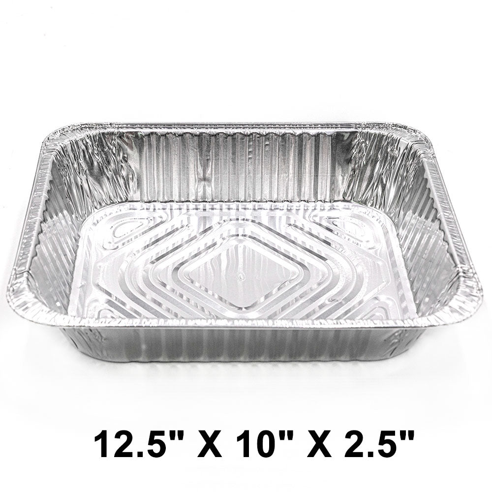 WS 半尺寸重型 12.5 英寸 X 10 英寸 X 2.5 英寸 长方形铝箔蒸煮盘(深)(非组合) - 100/箱