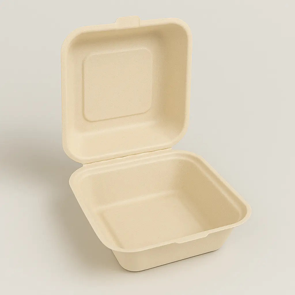 Bagasse 8 8 3 Deep Clamshell 150 Case - restaurant supplies wholesale