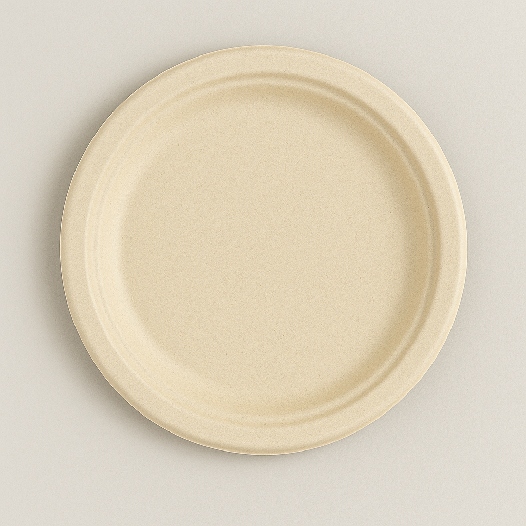 Bagasse 9" Compostable Round Plate - 400/Case