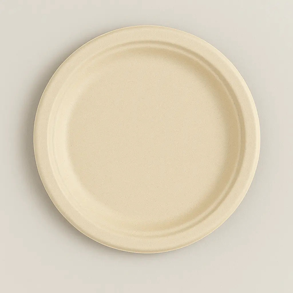 Bagasse 9 Compostable Round Plate 400 Case - restaurant supplies wholesale