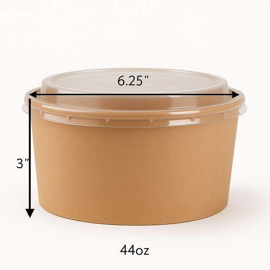 44 oz. Round Kraft Salad Bowl with Lid 600 Sets/Case