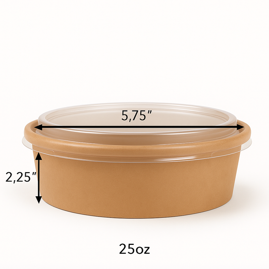 25 oz. Round Kraft Salad Bowl with Lid 600 Sets/Case
