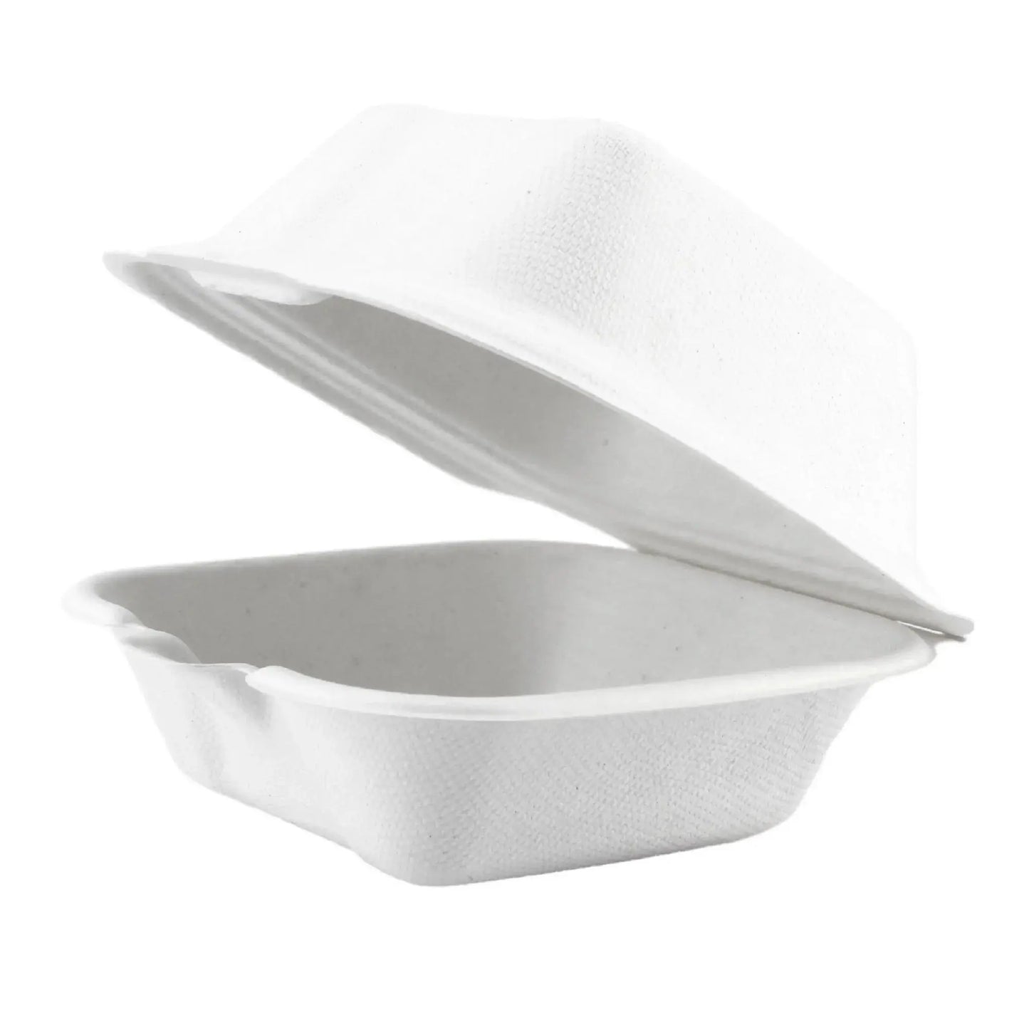 AHD Square White Paper Hinged Food Container 6 X 6 - food container disposable
