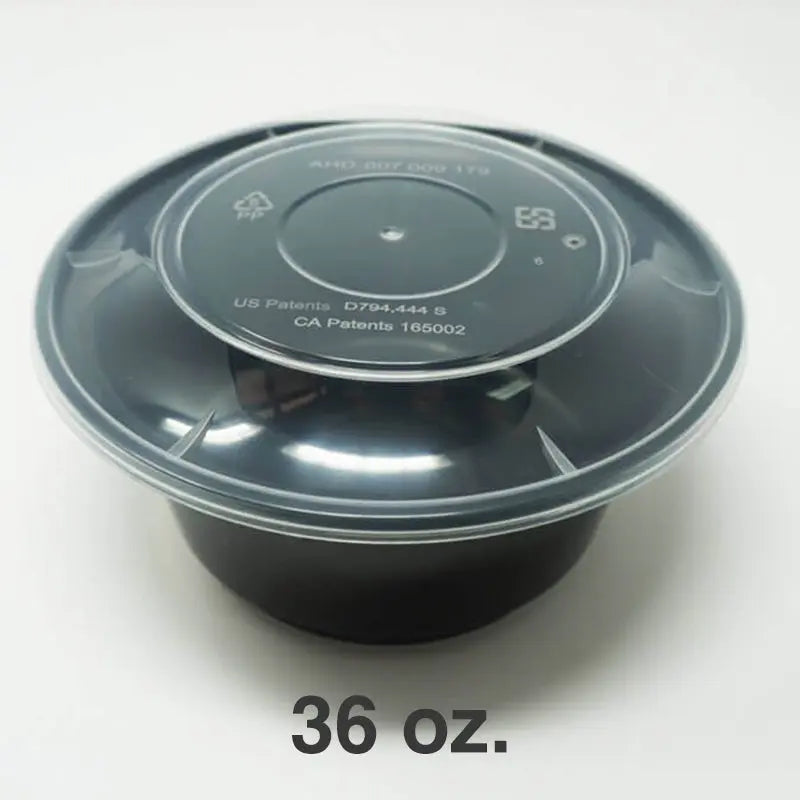 AHD 36 oz. Round Black Plastic Bowl Base 8340 (Not Combo) - 200/Case APC