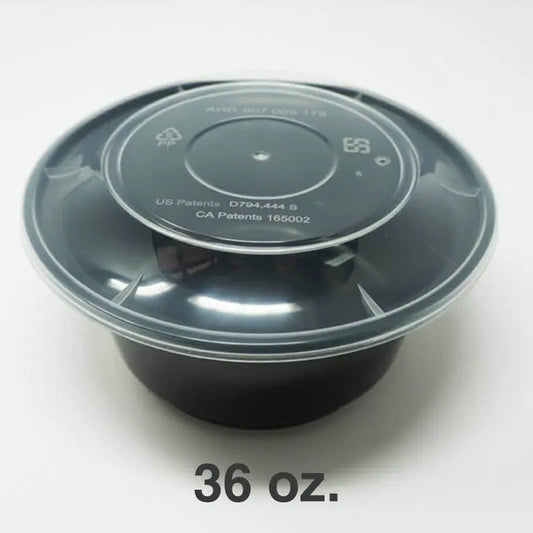 AHD 36 oz. Round Black Plastic Bowl Base 8340 (Not Combo) - 200/Case APC