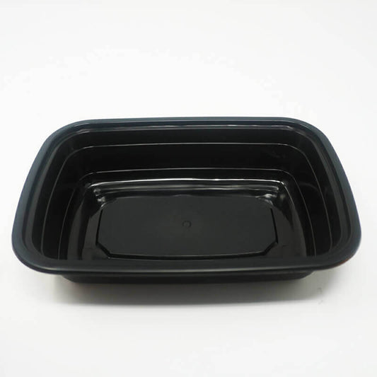 FH 24oz. Rectangular Black Plastic Deli Container Set - 150/Case