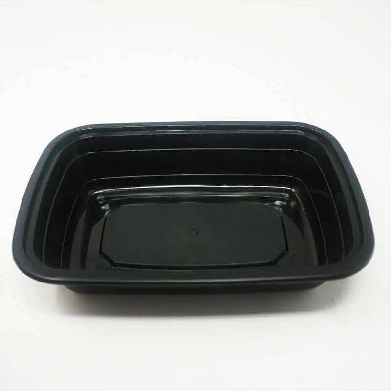 FH 24oz. Rectangular Black Plastic Deli Container Set - 150/Case FUHE