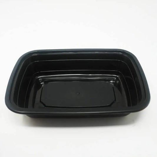 FH 24oz. Rectangular Black Plastic Deli Container Set - 150/Case FUHE