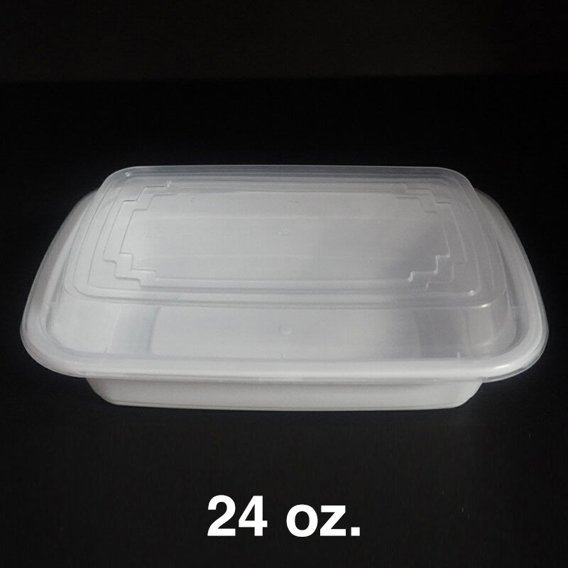 FH 24oz. Rectangular White Plastic Deli Container Set - 150/Case