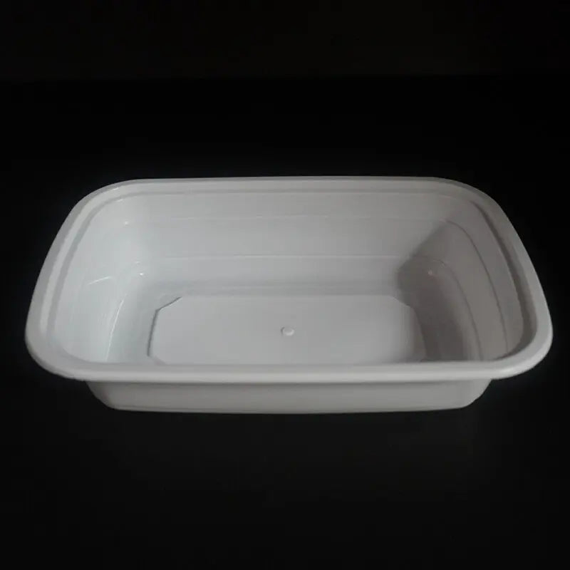 FH 24oz. Rectangular White Plastic Deli Container Set - 150/Case FUHE