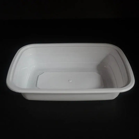 FH 24oz. Rectangular White Plastic Deli Container Set - 150/Case FUHE
