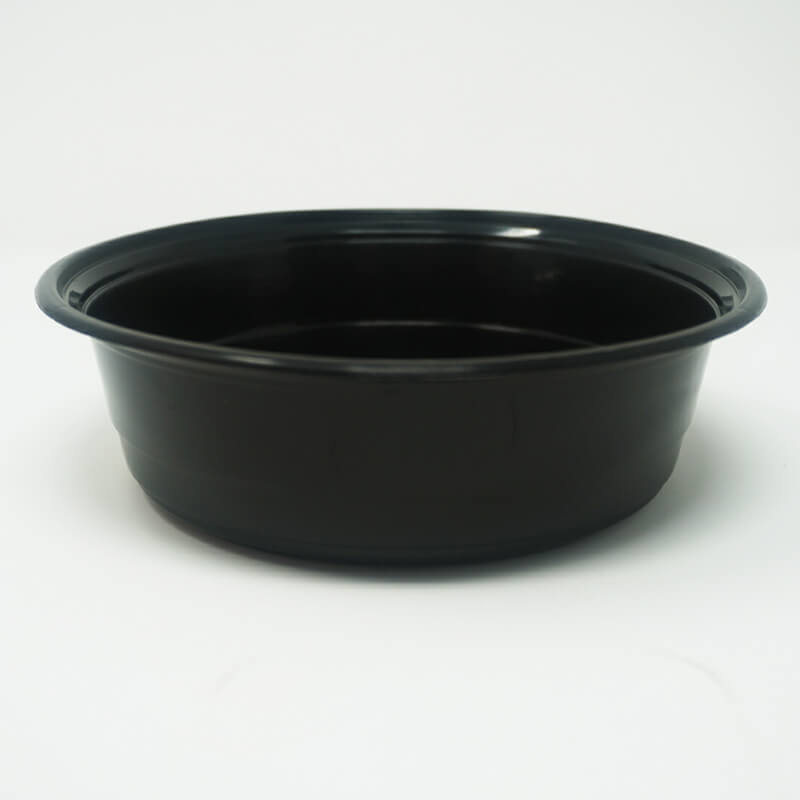 FH 32oz. Round Black Plastic Deli Container Set - 150/Case