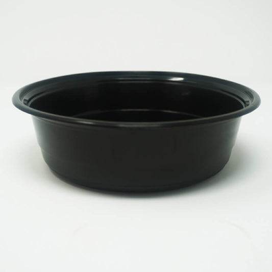 FH 32oz. Round Black Plastic Deli Container Set - 150/Case
