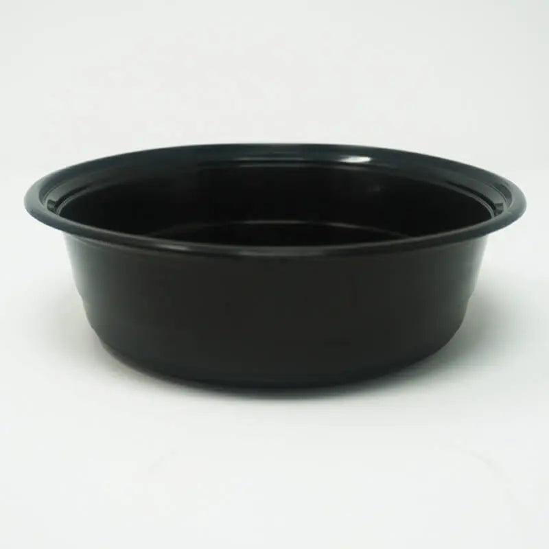 FH 32oz. Round Black Plastic Deli Container Set - 150/Case FUHE