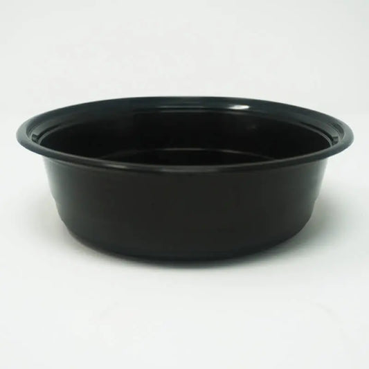FH 32oz. Round Black Plastic Deli Container Set - 150/Case FUHE