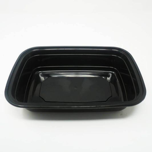 FH 38oz. Rectangular Black Plastic Deli Container Set - 150/Case
