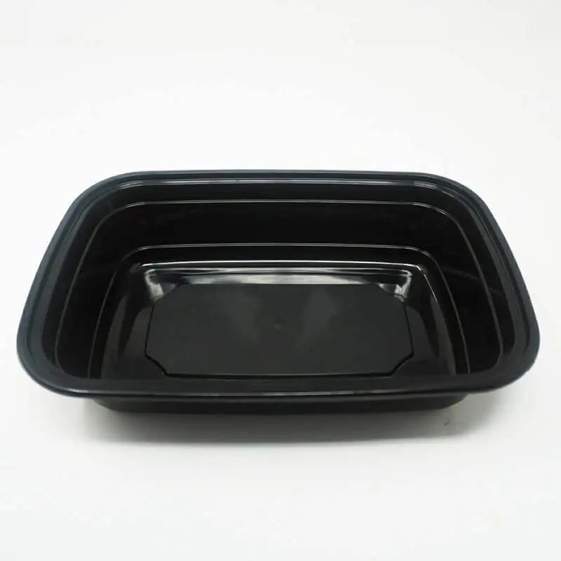 38oz. Rectangular Black Plastic Deli Container Set - 150/Case FUHE