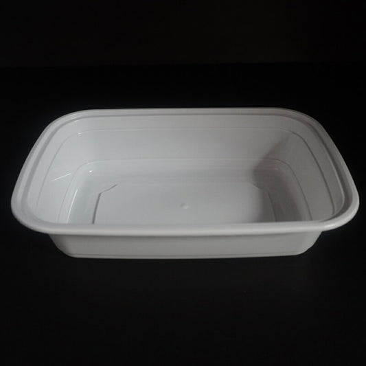 FH 38oz. Rectangular White Plastic Deli Container Set - 150/Case