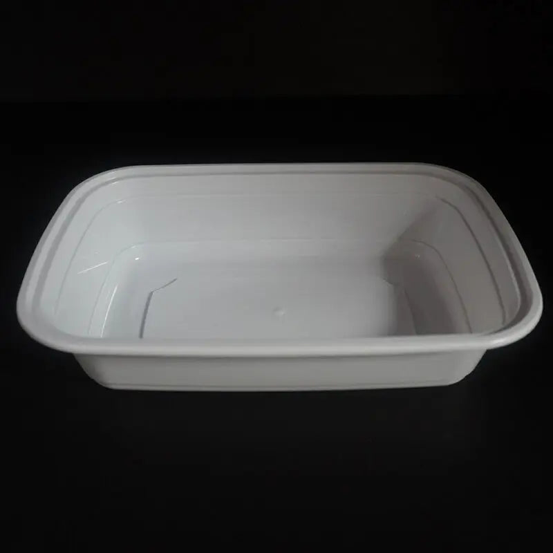 FH 38oz. Rectangular White Plastic Deli Container Set - 150/Case FUHE