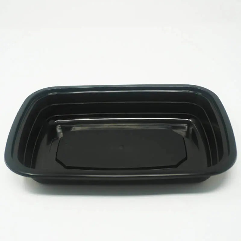 FH 16oz. Rectangular Black Plastic Deli Container Set - 150/Case FUHE