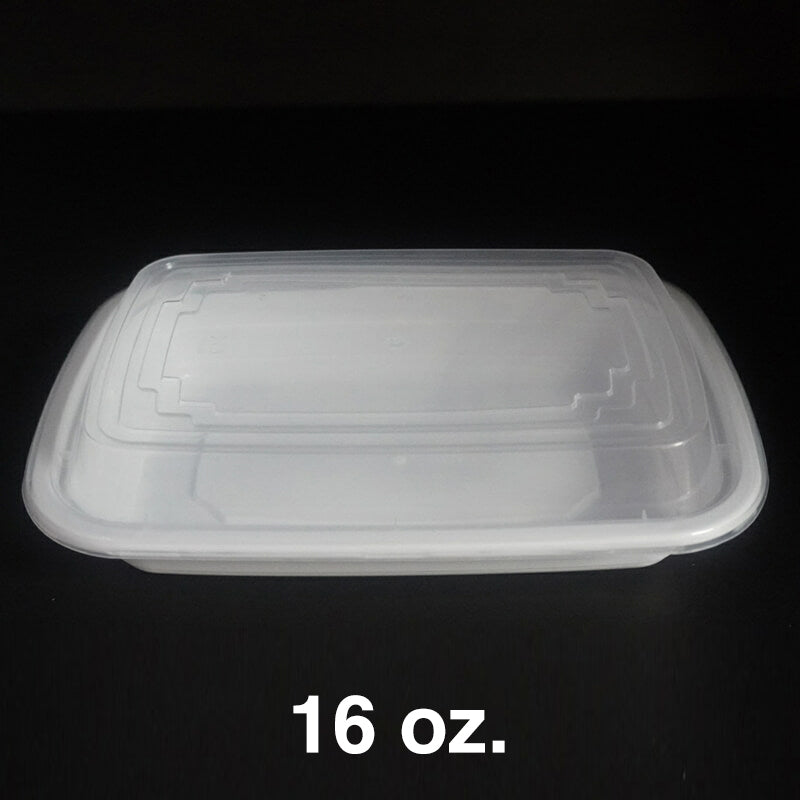 FH 16盎司长方形白色塑料熟食盒套装 - 150个/箱