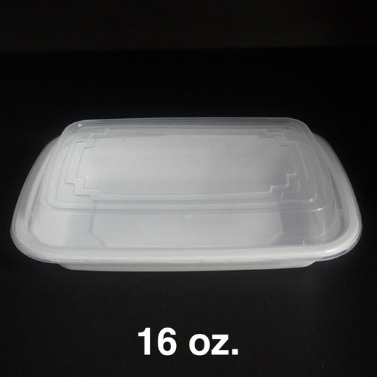 FH 16oz. Rectangular White Plastic Deli Container Set - 150/Case