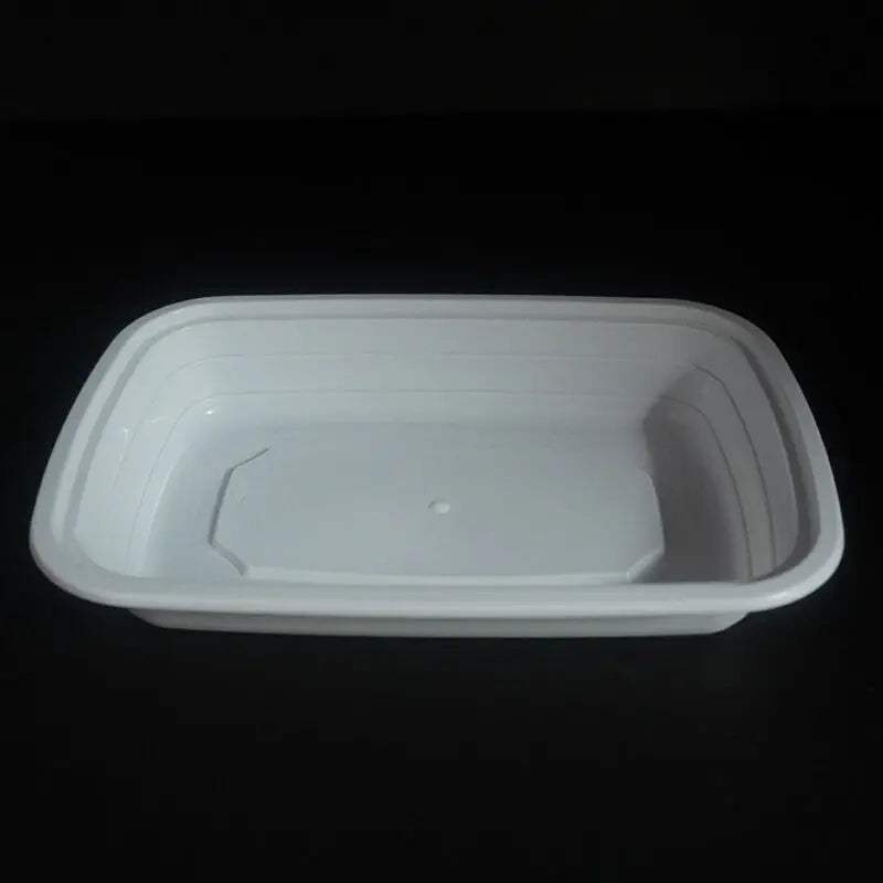 FH 16oz. Rectangular White Plastic Deli Container Set - 150/Case FUHE
