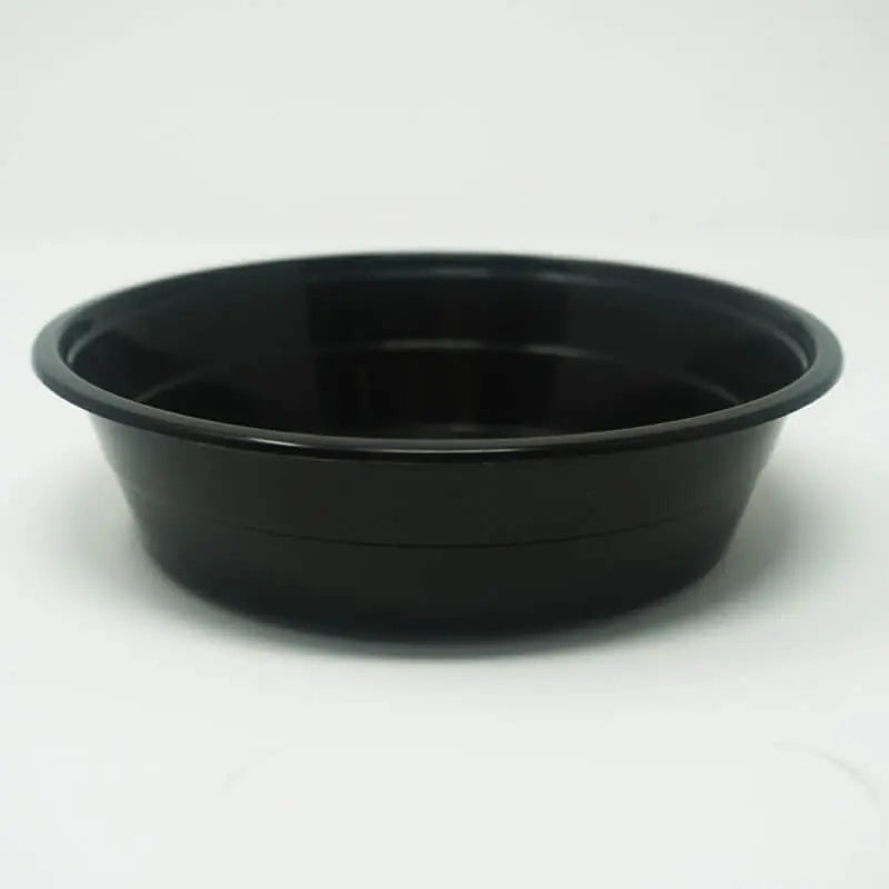 FH 16oz. Round Black Plastic Deli Container Set - 150/Case FUHE