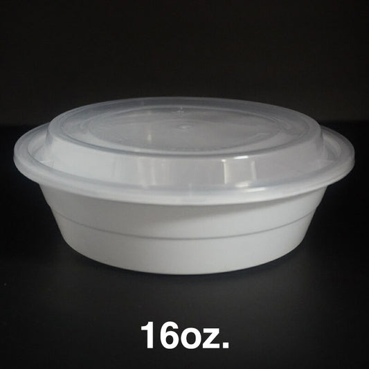 FH 16 oz. Round White Plastic Deli Container Set - 150/Case