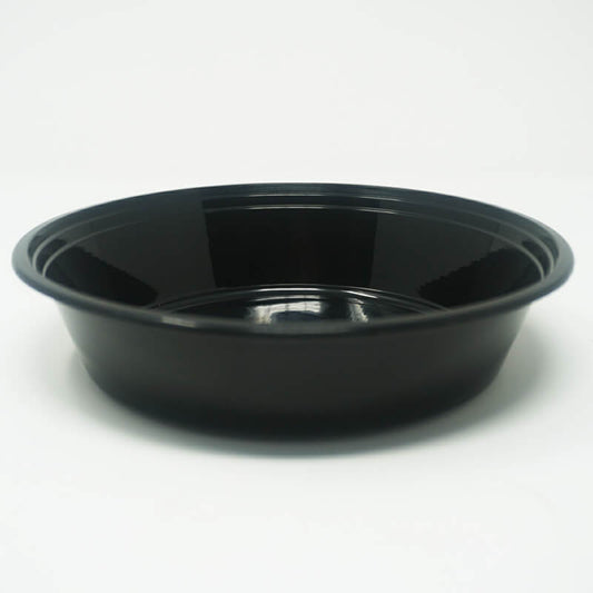 24 oz. Round Black Plastic Deli Container Set - 150/Case