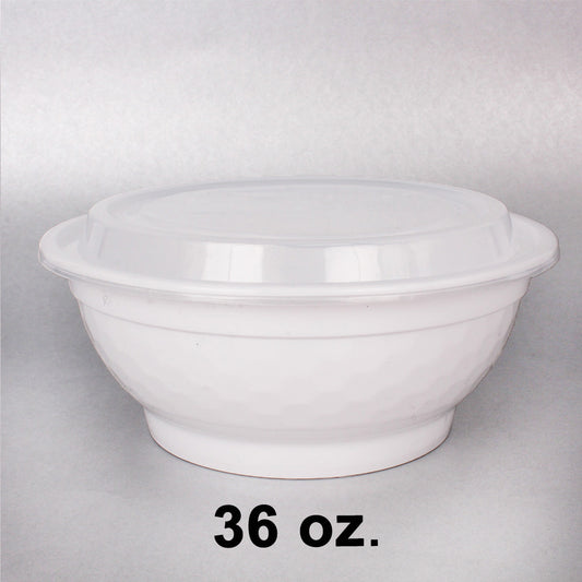 FH 36 oz. Round White Plastic Deli Container With Clear Dome Lid - 150/Case