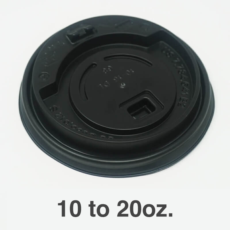 10至20盎司黑色塑料咖啡杯圆顶盖 - 1000个/箱